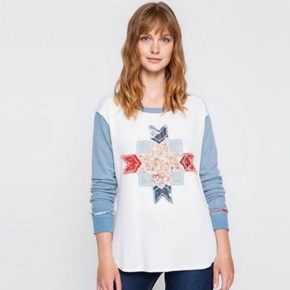 Free People Patchwork Lone Star Thermal Top - Picture 1 of 5